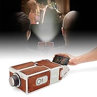 Smart Phone Projector Mini DIY Cardboard Home Cinema Theater Vintage Portable - Coffee