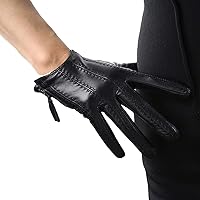 Women's Short Real Leather Driving Gloves Touchscreen Imported Goatskin Leather Tassel Zipper Winter Warm Gloves