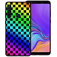 Phone Case for Samsung Galaxy A9 2018/A9 Star Pro/A9s, Colorful Black Grid Plaid Regular Lattice Checkered Checkerboard Cute Shockproof Protective Anti-Slip Soft Cover Shell