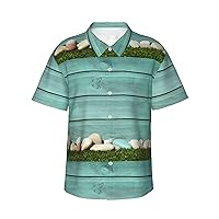 World Map (2) Pattern Hawaiian Shirt for Men,Summer Beach Casual Short Sleeve Button Down Shirts-
