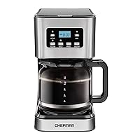 Chefman 12-Cup Programmable Coffee Maker, Electric Brewer, Auto Shut Off, Digital Display w/Auto-Brew Function, Anti-Drip Pot, Reusable Filter for Fresh Grounds, Square Stainless Steel, Glass Carafe