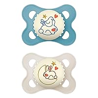 Night Pacifiers 0-6 Months, Best for Breastfed Babies, Glow in the Dark, Baby Boy, 2 Count