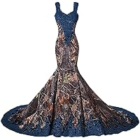 YINGJIABride Camouflage Mermaid Country Wedding Dress for Bride Lace Bridal Reception Prom Dress