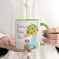 Family Gathers Here Floral Motivational Coffee Tea Mug Best Best Friend Coworker Gifts 11oz Porcelain Tea Mugs Glossy Sunflower Wood Texture Gag Mother's Day Mothers Day Presents for Men Mom Barista