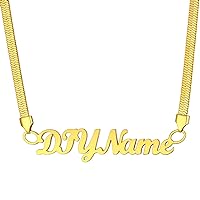 ChainsHouse Name Necklace Personalized for Women Men, Stainless Steel/18K Gold/Black Metal Plated with Rolo/Cuban/Figaro Chain, Charm Customized Nameplate Necklace Dainty Jewelry Gift