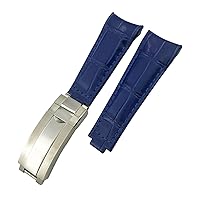 Curved End Genuine Leather 20mm Slide Lock Buckle Watchband for Rolex GMT Submariner Hulk Oyster Watch Strap