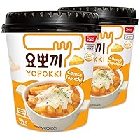 Yopokki Instant Tteokbokki Cup (Cheese, Cup of 2) Korean Street food with cheese flavored sauce Topokki Rice Cake - Quick & Easy to Prepare