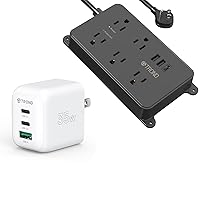 TROND Power Strip Surge Protector 5 Widely-Spaced Outlets & TROND USB C Charger Block 35W GaN III USB Wall Charger