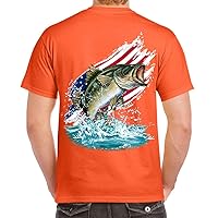 Adult 100% Cotton Supersoft Bass Flag Fishing T Shirt