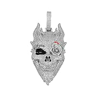 MLENS Pirate Skull Head Iced Out Pendant Necklace for Cuban Link Chain Hip Hop 18K White Gold/Real Gold Plated 3A Cubic-Zirconia Pendants with 24