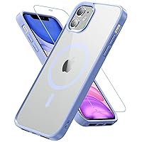 Fin2feel Magnetic Case for iPhone 11 Phone Case, with Tempered Glass Screen Protector, [Compatible with MagSafe], Military Drop Protection Shockproof Cover for iPhone 11 6.1 inch,Light Blue