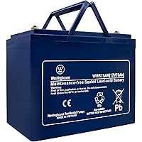 Westinghouse 12V 75AH Battery for Backup Sump Pump, Trolling Motor, Solar System, Mobility Wheelchair, General Use - Deep Cycle Maintenance Free Rechargeable Marine Battery