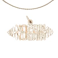 Saying Necklace | 14K Rose Gold No Pain, No Gain Saying Pendant with 18