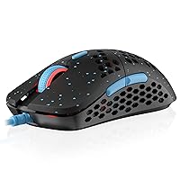 HK Gaming Mira M Ultra Lightweight RGB Gaming Mouse | Honeycomb Shell | 63 Grams | max 12000 cpi | USB Wired | 6 programmable Buttons | On-Board Memory | Anti Slip Grips | Mira-M Blue Phantom