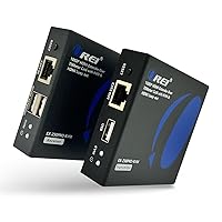 OREI KVM 4K HDMI Extender Balun Over Single CAT6/7 Ethernet Cable 4K,30Hz Upto 130 Feet - 2 USB 1.1 Ports, Supports Keyboard and Mouse