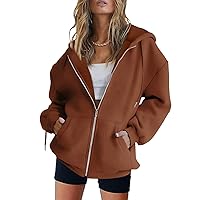 Women's Two Piece Outfits Casual Tracksuit Oversized Zipper Hoodie Sweatshirts Jackets and Workout Biker Shorts Sets