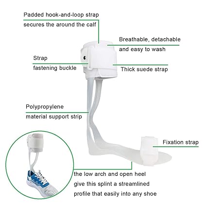 Orthomen Drop Foot Brace AFO Leaf Spring Splint Ankle Foot Orthosis Support (S-Right)