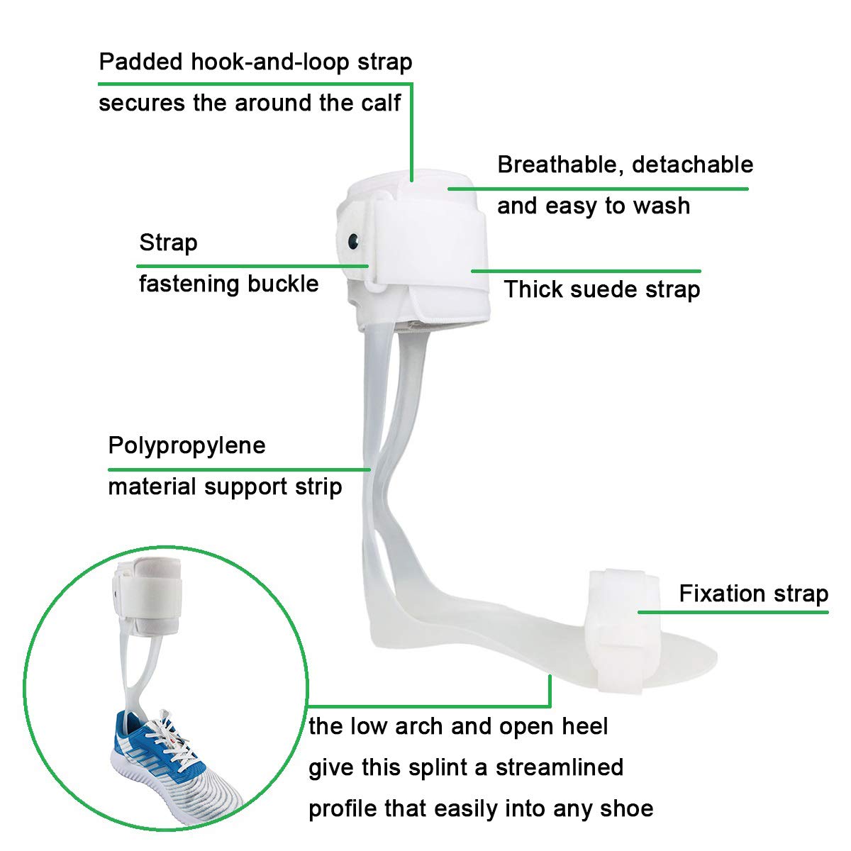 Orthomen Drop Foot Brace AFO Leaf Spring Splint Ankle Foot Orthosis Support (S-Right)