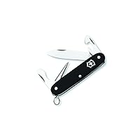 Victorinox Pioneer Alox Swiss Army Knife, 8 Function Swiss Made Pocket Knife with Reamer, Key Ring, Can Opener and Large Blade - Black