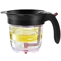4-Cup Gravy Fat Separator With Bottom Release - Healthier Gravy, Soup, Stock And Oil Separator With Strainer 1L Grease Separator Cup Fat Skimmer For Cooking