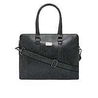 KLEIO Vegan Leather Unisex Double Compartment Formal Laptop Handbag For Men/Women (HO3008KL-DG)(DARK GREEN)