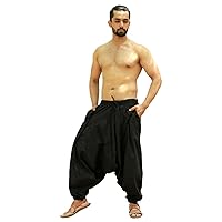 Men's Cotton Solid Harem Pants Yoga Trousers Hippie