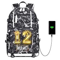 Gold number 12 Basketball Player Star JA Creative Backpacks Sports Fan Bookbag Travel Student Backpack For Men Women (4)