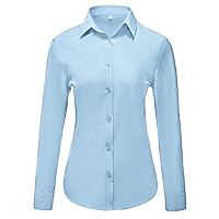 Wrinkle-Free Womens Class-Fit Button Down Long Sleeve Shirts Breathable Soft Work Blouse