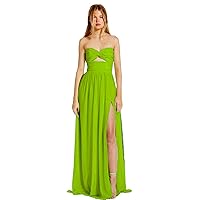 Strapless Chiffon Prom Dress Sexy High Split Backless Cocktail Party Dress Off Sholder Long Homecoming Dress