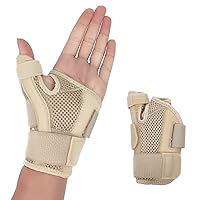 New Upgraded Thumb & Wrist Brace for Left or Right Hand - Spica Splint Brace for Carpal Tunnel, Tendonitis, & Arthritis in Hands or Fingers，Universal Size Thumb Support for Arthritis, Tenosynovitis, CMC Joint Repetitive Injuries - Compression Support for Women Men (Pack of 1) (Left and right universal-Beige)