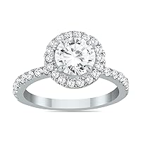 AGS Certified 1 1/2 Carat Eternity Halo Diamond Engagement Ring in 14K White Gold (I-J Color, I2-I3 Clarity)
