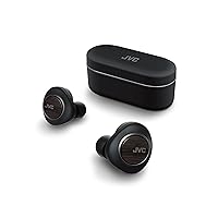 JVC Wood Carbon Driver (11mm) True Wireless Headphones, Bluetooth 5.2, Qualcomm Adaptive ANC with K2 Technology, 28 Hour Rechargeable Battery, Spiral Dot Pro Earpieces Included - HAFW1000T,Black