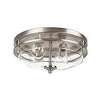 Flush Mount Ceiling Lights, 2-Light Farmhouse Close to Ceiling Light, Industrial Ceiling Lighting Fixture for Kitchen Hallway Bedroom Living Room Stairways Porch (Brushed Nickel)