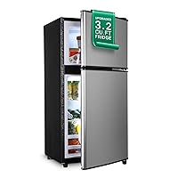 Maine Compact Refrigerator, 3.2 Cu.Ft Small Fridge, Apartment Size Refrigerator with Double Door, 7 Level Adjustable Thermostat Control Perfect for Kitchen Dorm Apartment Office Silver