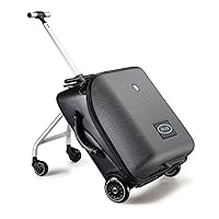 2-in-1 Kids Ride On Suitcase,Suitcase stroller,Kids Luggage Set,Detachable Student Trolley and Boarding Suitcase.20 Inch Expandable Suitcase with Spinner Wheels.Black