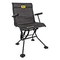 Hawk Stealth Spin Chair - Silent, Comfortable, Swiveling, Portable Chair for Camping, Hunting, Fishing, Backpacking, and More (Bone Collector Edition) , Black, 25