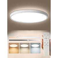 LED Ceiling Light with Remote Control 24W 3000K-6000K Dimmable Wired 12Inch Fulsh Mount Ceiling Lights for Bedroom Children's Room Laundry White (with nightling)