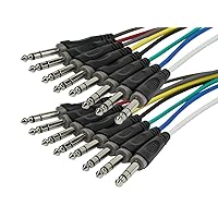 8-Channel 1/4-Inch TRS Male to 1/4-Inch TRS Male Snake Cable - 20 Feet, 26AWG, 8 Balanced Mono and Unbalanced Stereo Lines