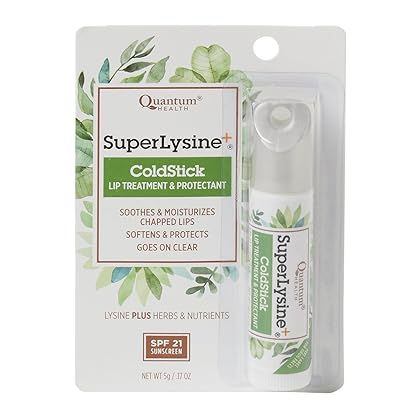 Quantum Health SuperLysine+ ColdStick Lip Sunscreen|Soothes and Moisturizes Lips|Softens and Protects from the Sun|Goes on Clear|0.17 Ounce