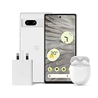 Google Pixel 7a and Pixel 30W Charger Bundle – Unlocked Android 5G Smartphone with Wide-Angle Lens - Snow + Pixel Buds A-Series – Wireless Earbuds – Clearly White (Amazon Exclusive)