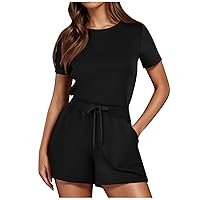 Casual Jumpsuits for Women Sexy Solid Jumpsuit With 4 Pockets V Neck Rompers Women