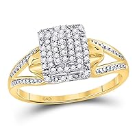 The Diamond Deal 10kt Yellow Gold Womens Round Diamond Cluster Split-shank Ring 1/5 Cttw