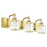 Ralbay Crystal Vanity Light 3 Light Gold Crystal Bathroom Vanity Lights Fixtures Over Mirror Modern Gold Vanity Light