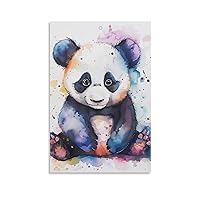 JQXEN Cute Animal Panda Watercolor Poster Wall Painting (9) Living Room Decor Home Framed/Unframed08x12inch(20x30cm)