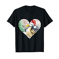 Funny Duck Christmas Santa Hat Vintage Valentine Day Duck T-Shirt
