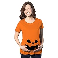 Maternity Teardrop Eyes Pumpkin Face Halloween Pregnancy Announcement T Shirt