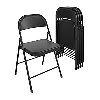 COSCO SmartFold All-Steel Folding Chair, 4-Pack, Black