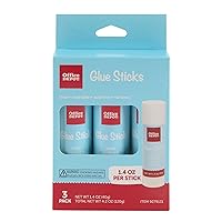 Office Depot® Brand Glue Sticks, 1.4 Oz, Clear, Pack of 3 Glue Sticks