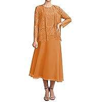 SERYO Mother of The Bride Dresses Lace Chiffon - Scoop Nack Mother of The Groom Dresses with Jacket