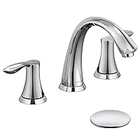 Chrome Bathroom Faucet for Sink Lava Odoro 8 inch Widespread Bathroom Faucet 3 Hole 2 Handle Bathroom Sink Faucet Modern Bathroom Faucet Vanity Faucet with Drain Assembly Supply Line, BF405-C